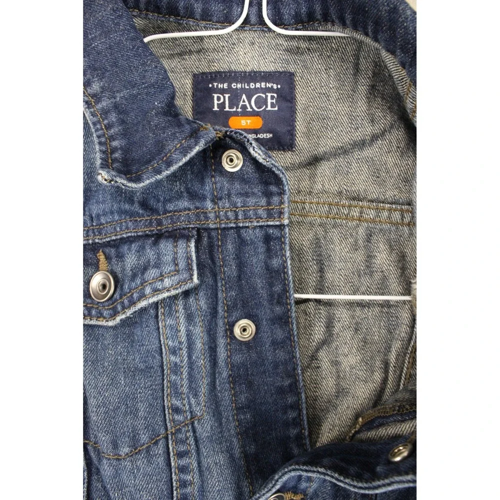 The Childrens Place Kids Denim Jacket Medium Wash Blue Cotton Trucker 5T